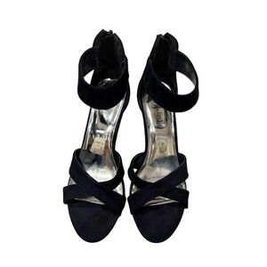 Sophia Taylor Navy Blue Faux Suede Wedge Sandals‎ Ankle Strap Navy 7.5M